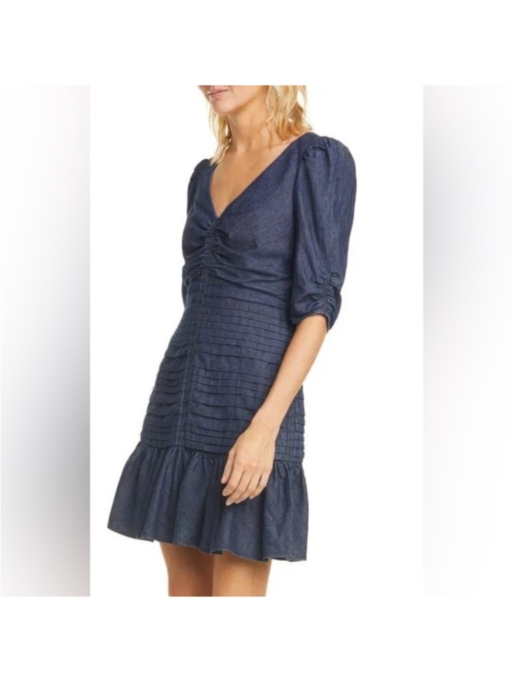 Tanya Taylor Pansy Denim Dress Size 2 French Rodeo Festival Graduation Prom - Picture 16 of 16